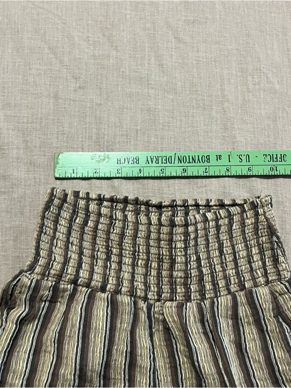 Billabong Brown Striped Textured Flare Pants Size Small Beach Hippie Boho Wide - Picture 8 of 10